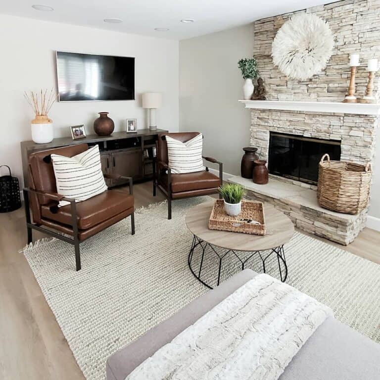 Living Room Chairs in Front of Fireplace
