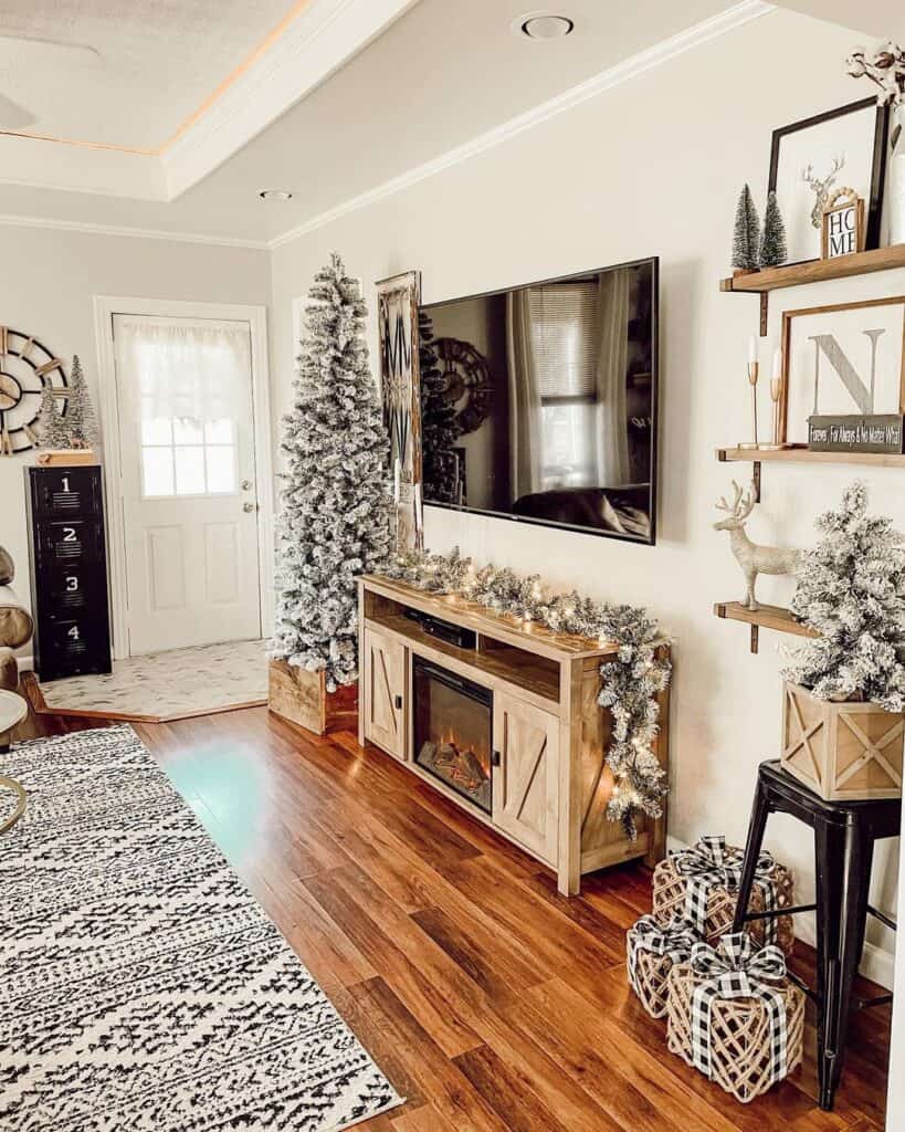 Living Room Wall Shelves in Cozy Christmas Space