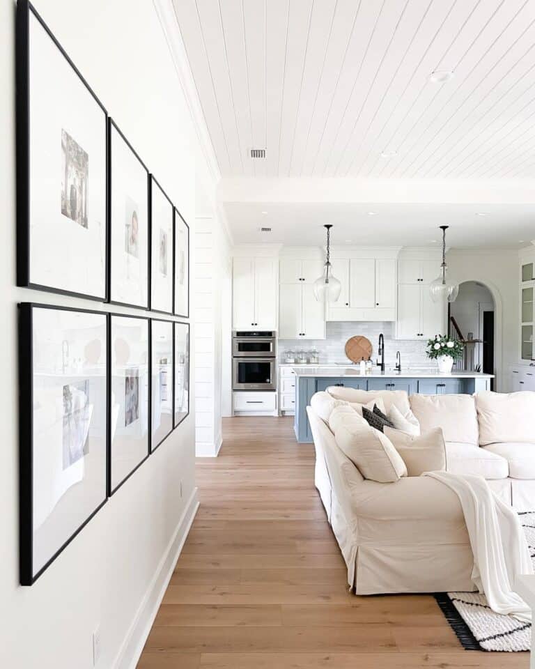 Living Room with Black Frame Gallery Wall