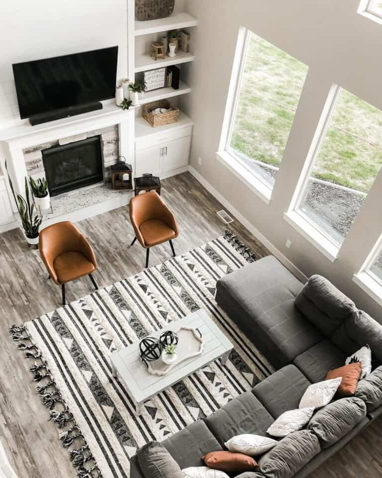 Living Room with Grey L-shaped Sectional