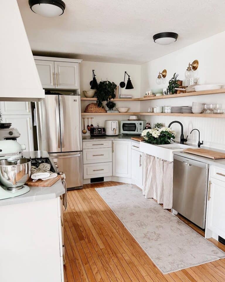 Long Floating Kitchen Corner Shelves