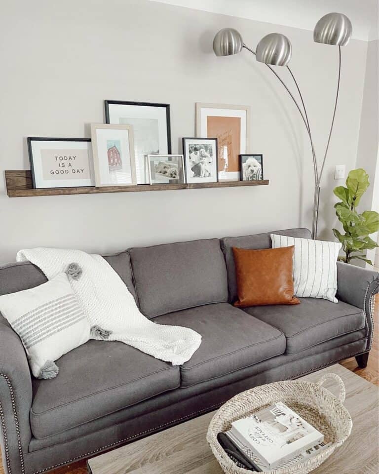 Modern Grey Couch with Picture Ledge