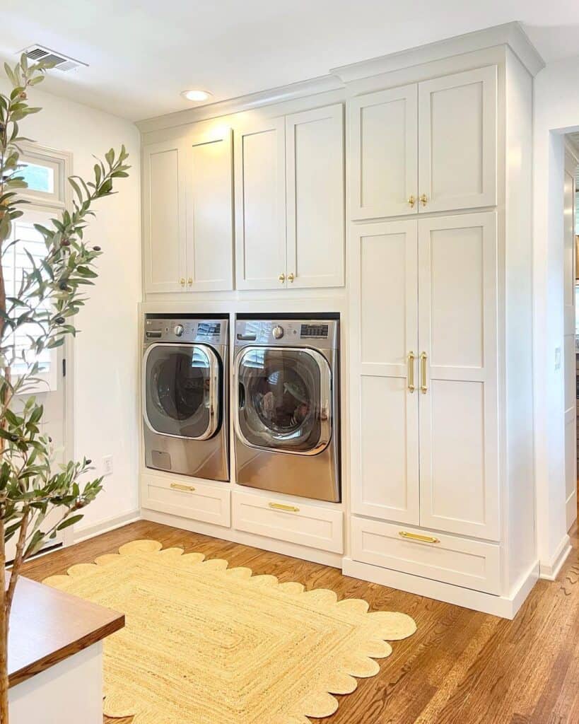 Mud Room with Scalloped Jute Rug