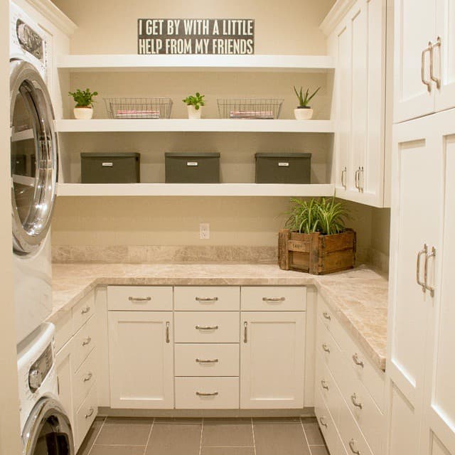 Neutral Laundry Room with Plenty of Storage