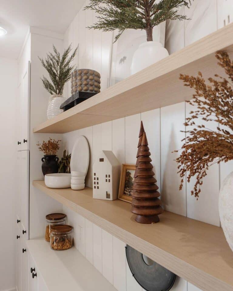 Oak Floating Shelves in a Pantry Soul & Lane