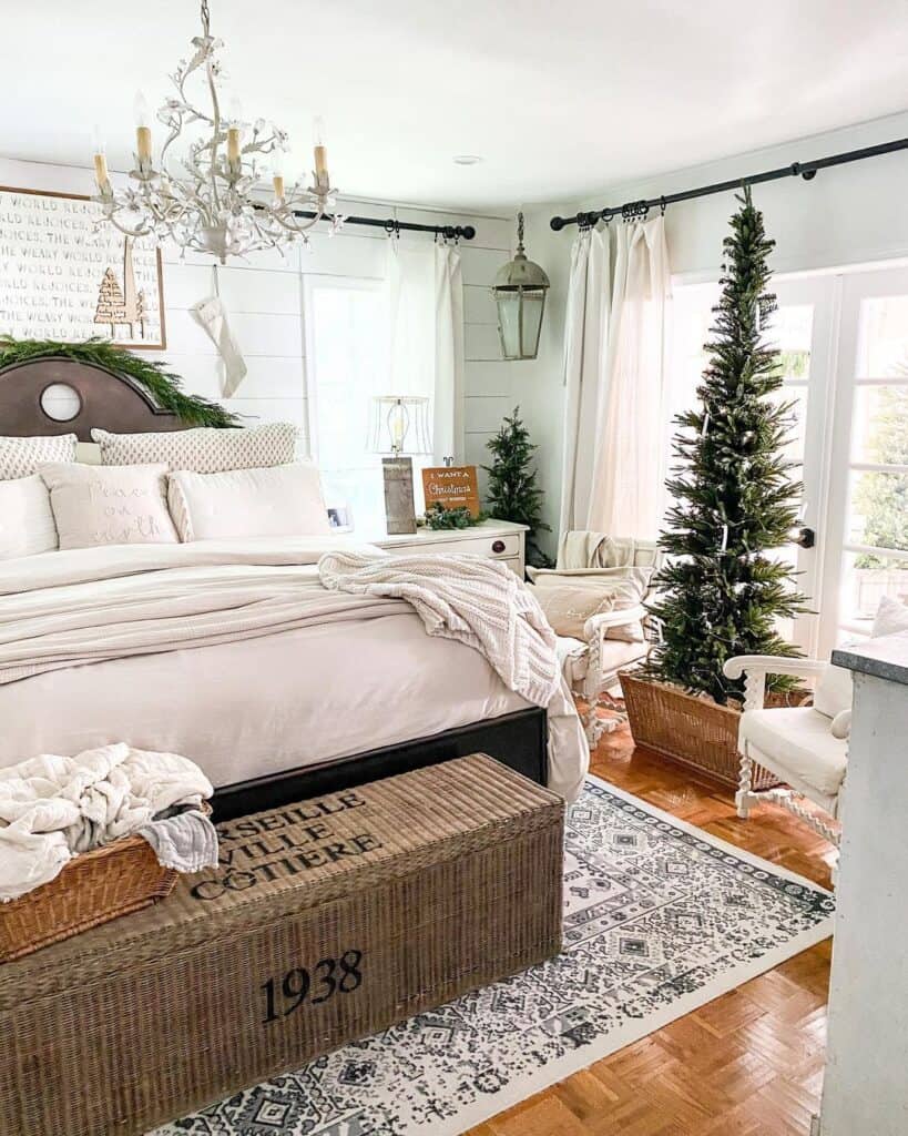 Off-White Bedspreads with Herringbone Floor