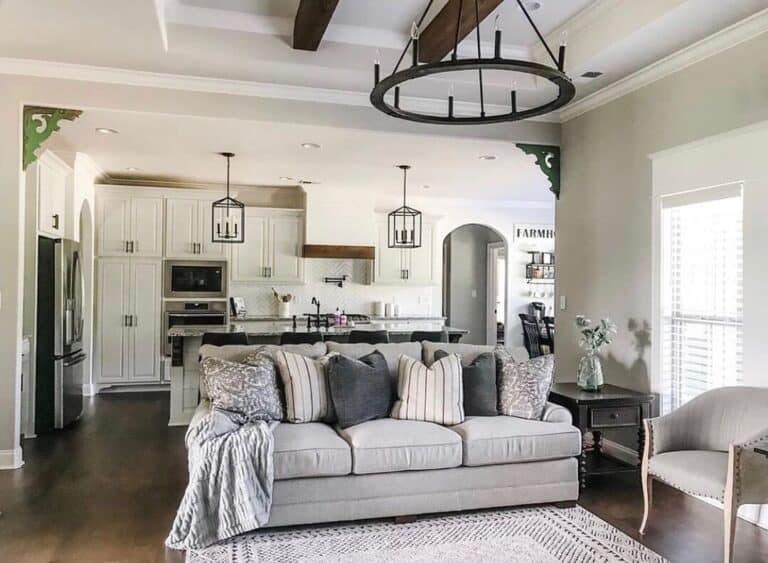 Open Living Space with Light Grey Throw Blanket for a Couch