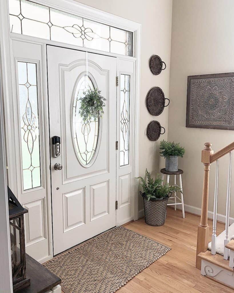 Ornate White Door With Satin Chrome Doorknob