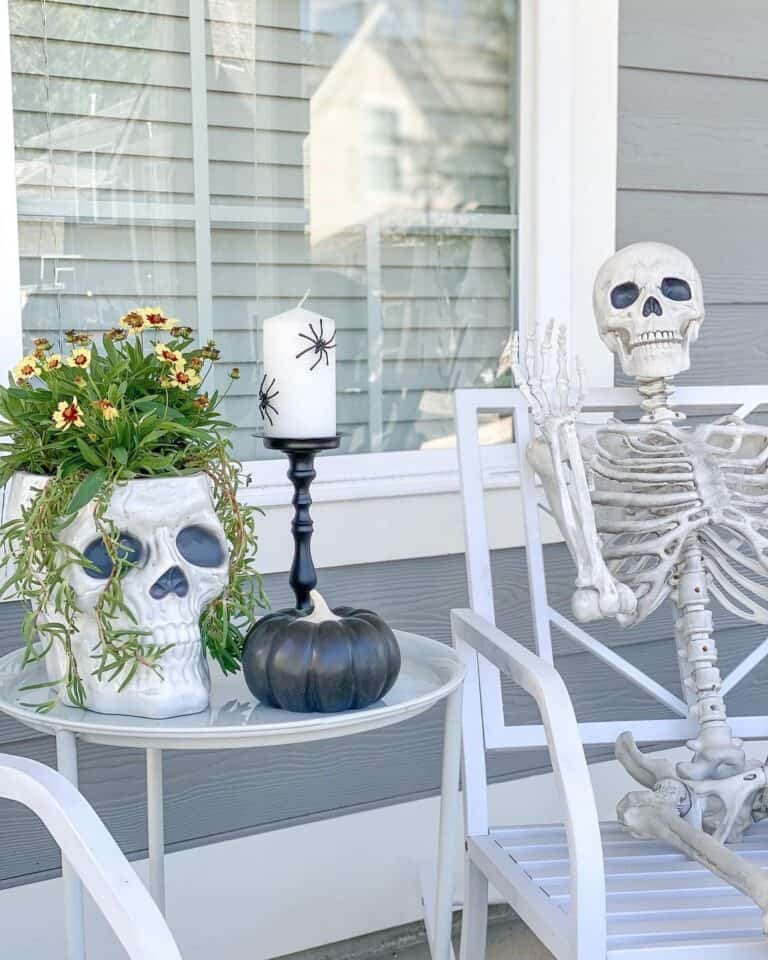 Outdoor Seating with Halloween Decor