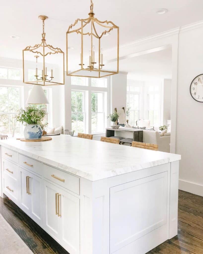 Painted Vase on White Kitchen Island
