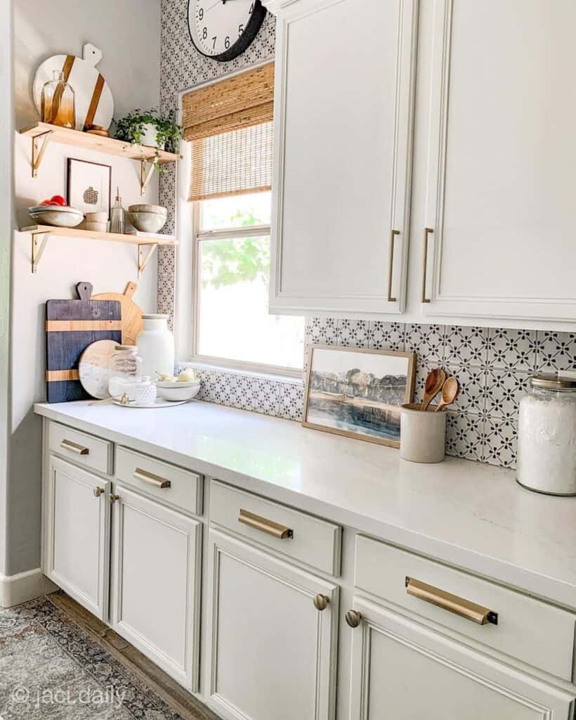 Patterned Tile Backsplash Around Kitchen Window