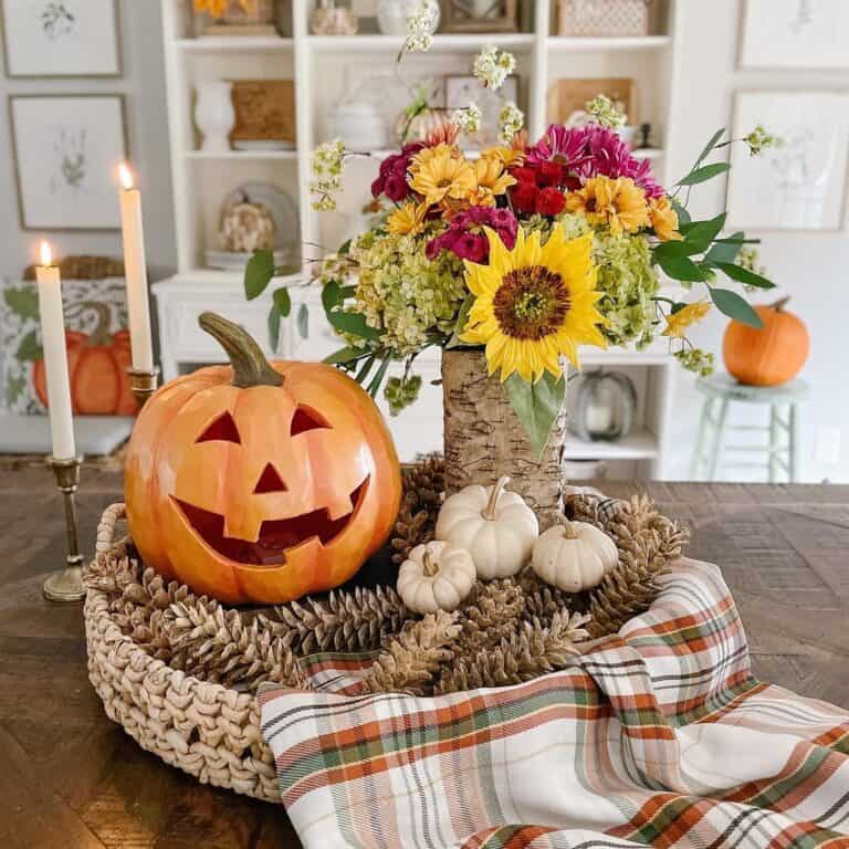 Pinecone and Pumpkin Centerpiece