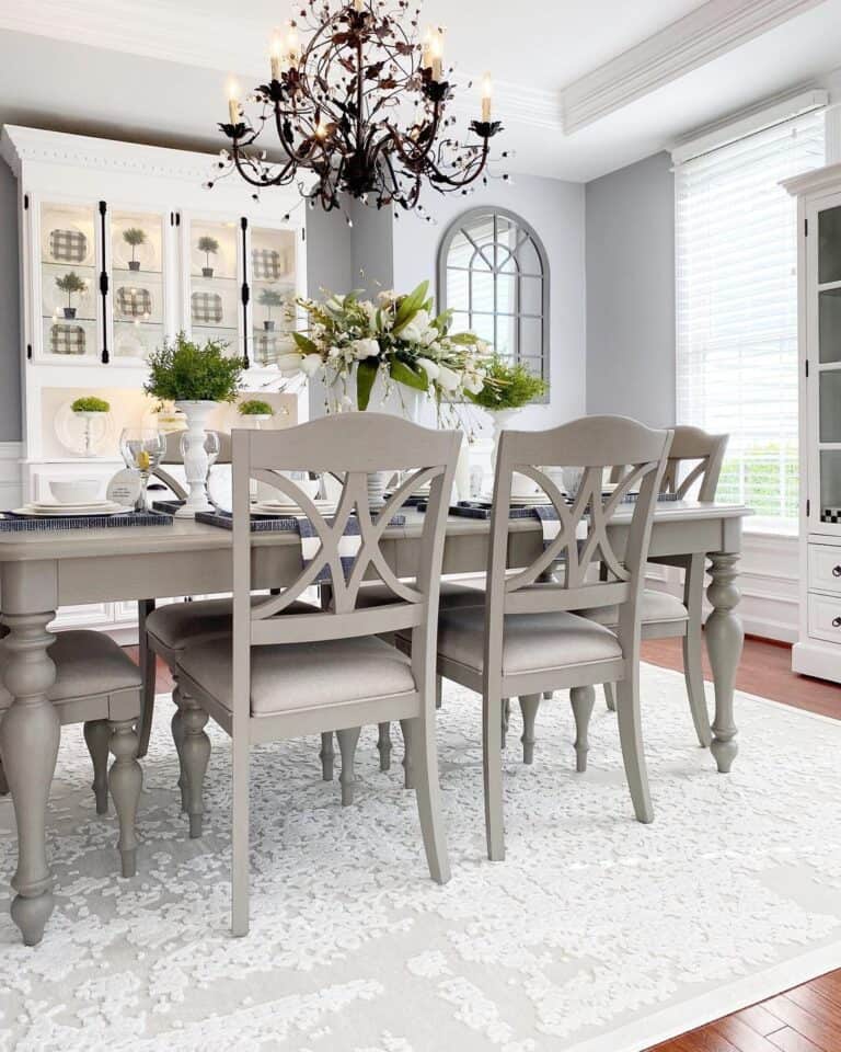 Rectangular Gray Painted Wood Dining Table