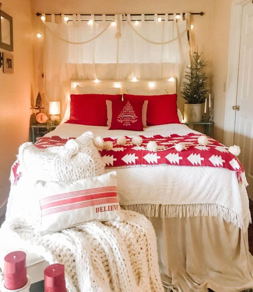 Red and White Christmas Bedroom