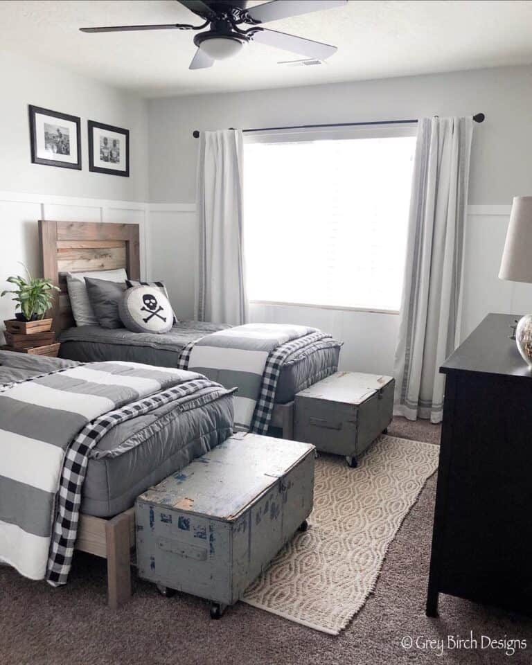 Rustic Accents in Gray and White Room