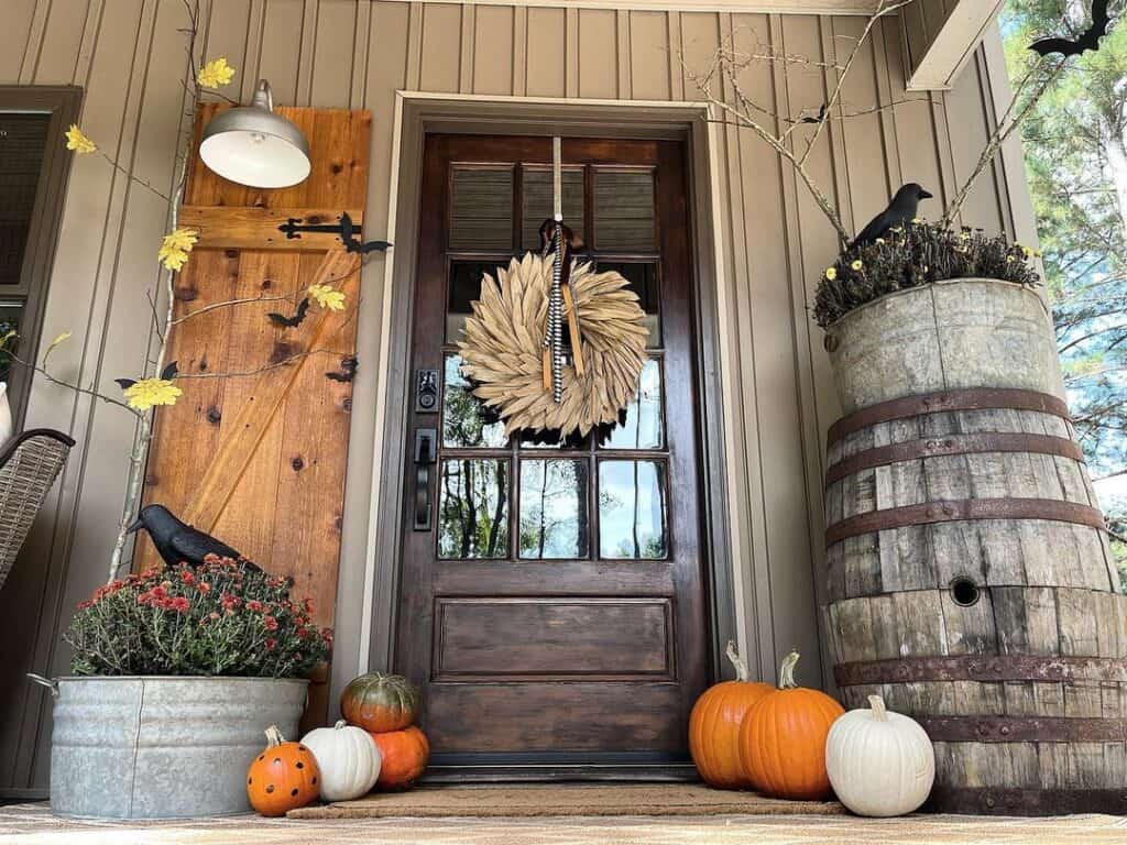 Rustic Farmhouse Exterior Halloween Decor