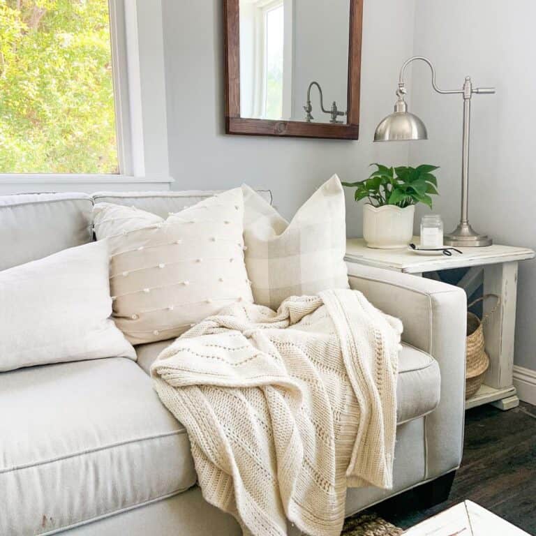 Rustic White Farmhouse Living Room End Table