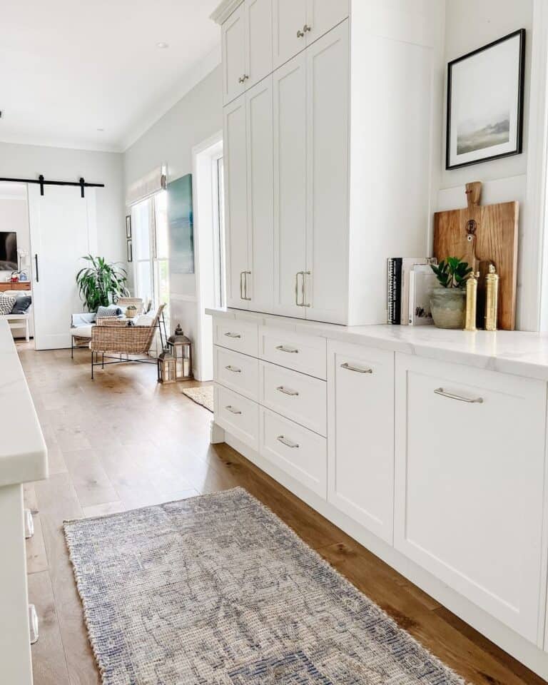 Seating Area in Open White Kitchen