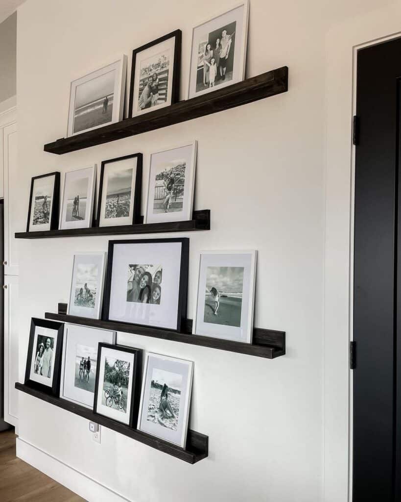 Shelves with White and Black Art Gallery Frames