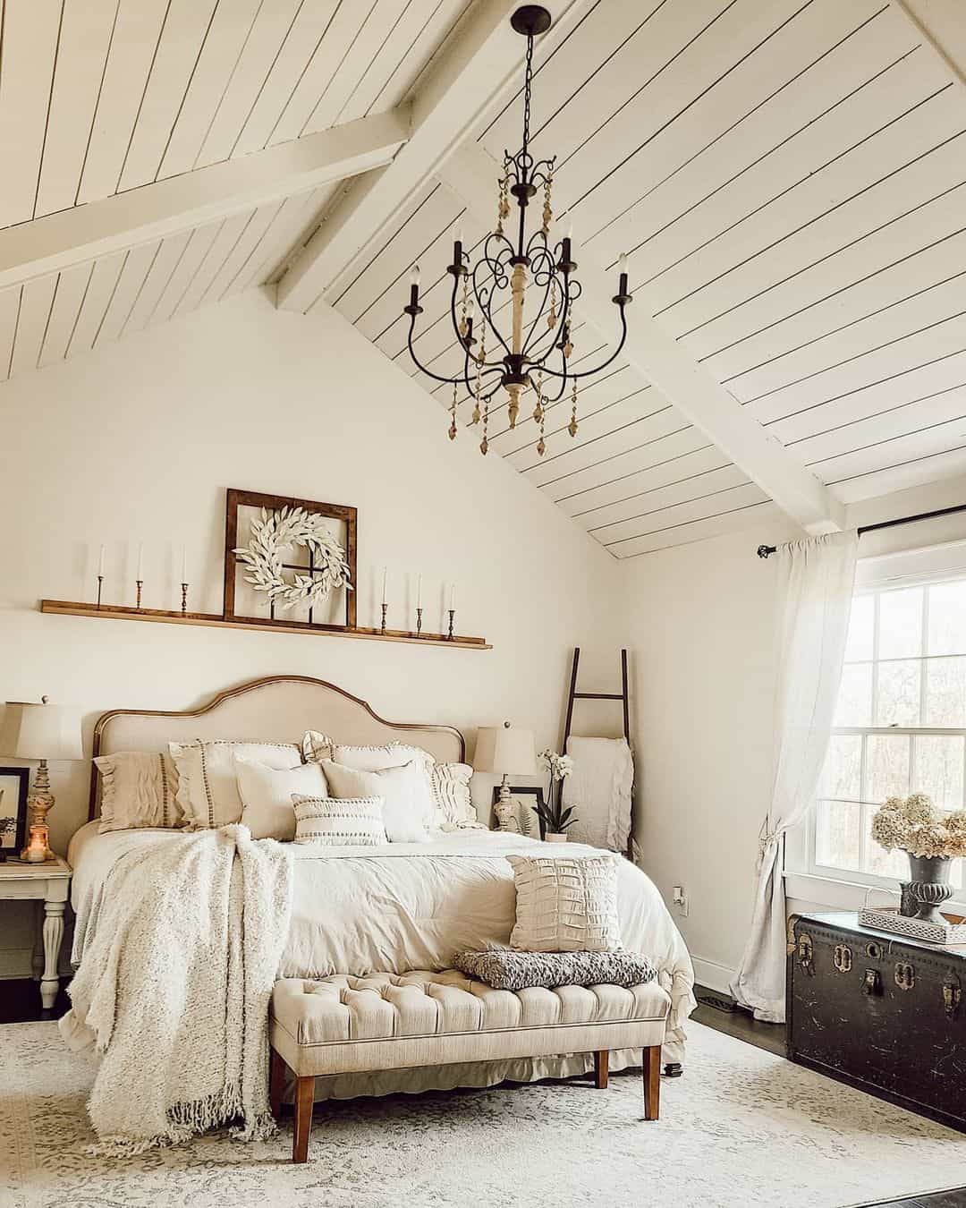 Shiplap Ceiling in Vintage Farmhouse Bedroom Soul & Lane