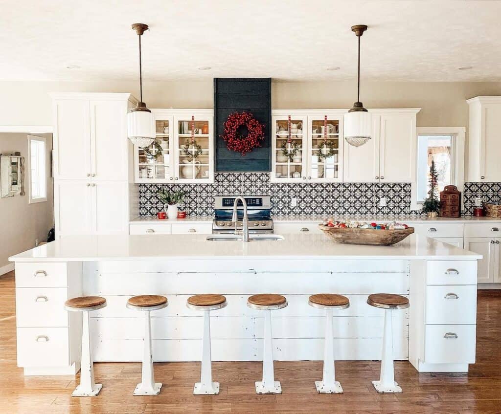 Shiplap Island with Rustic Metal Stools