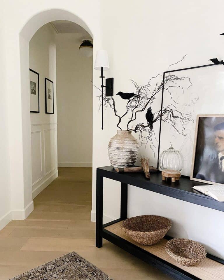 Side Table with Crow Decor