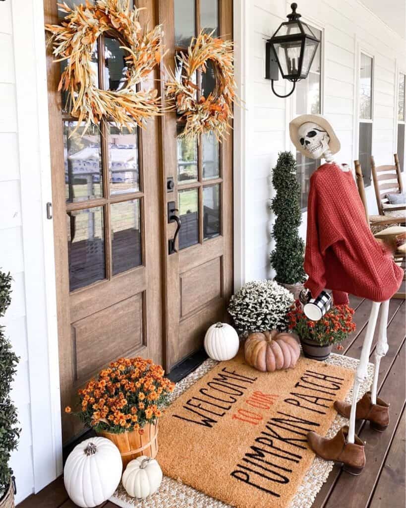 Skeleton Decorated Front Door