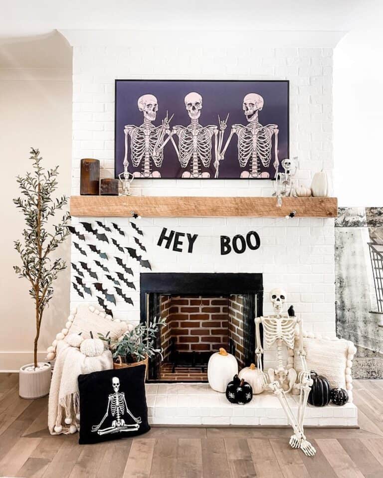 Spooky Decorated Halloween Fireplace