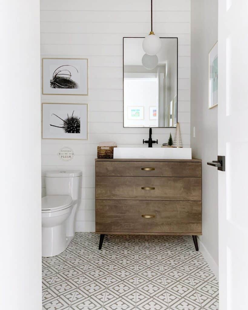 Stained Wood Bathroom Cabinets with Sink