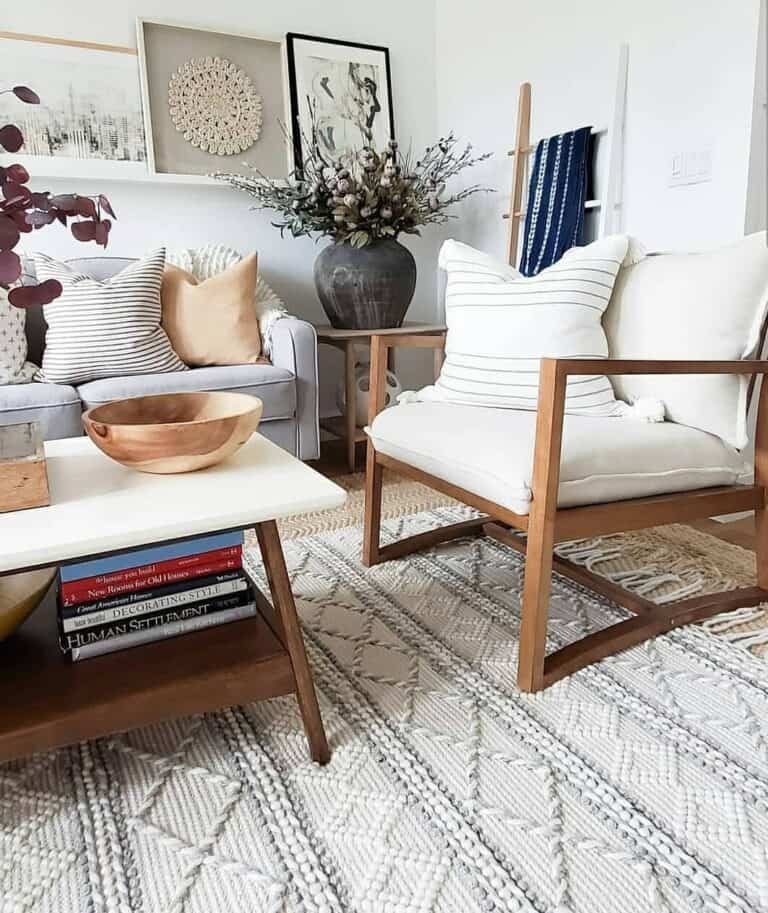 Stained Wood Farmhouse Living Room Chair