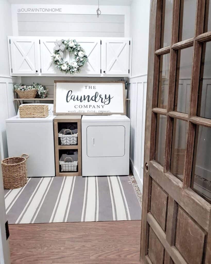 Striped Tassel Rug for Laundry Room