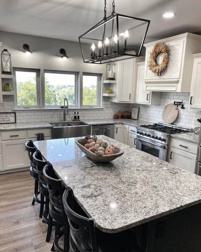 Subtle Autumn Themed Kitchen Island Centerpiece