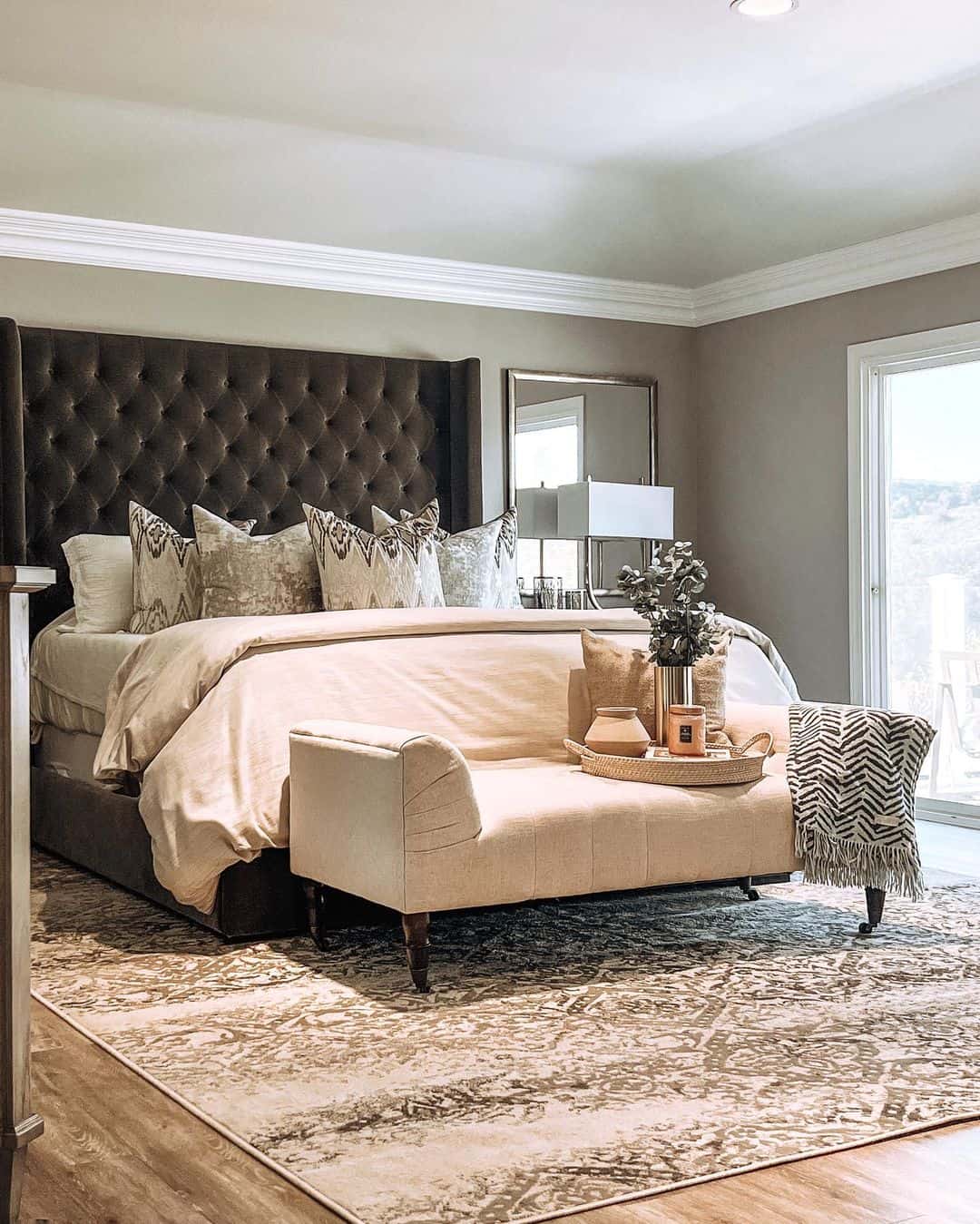 Taupe Grey Bedroom with White Trim - Soul & Lane