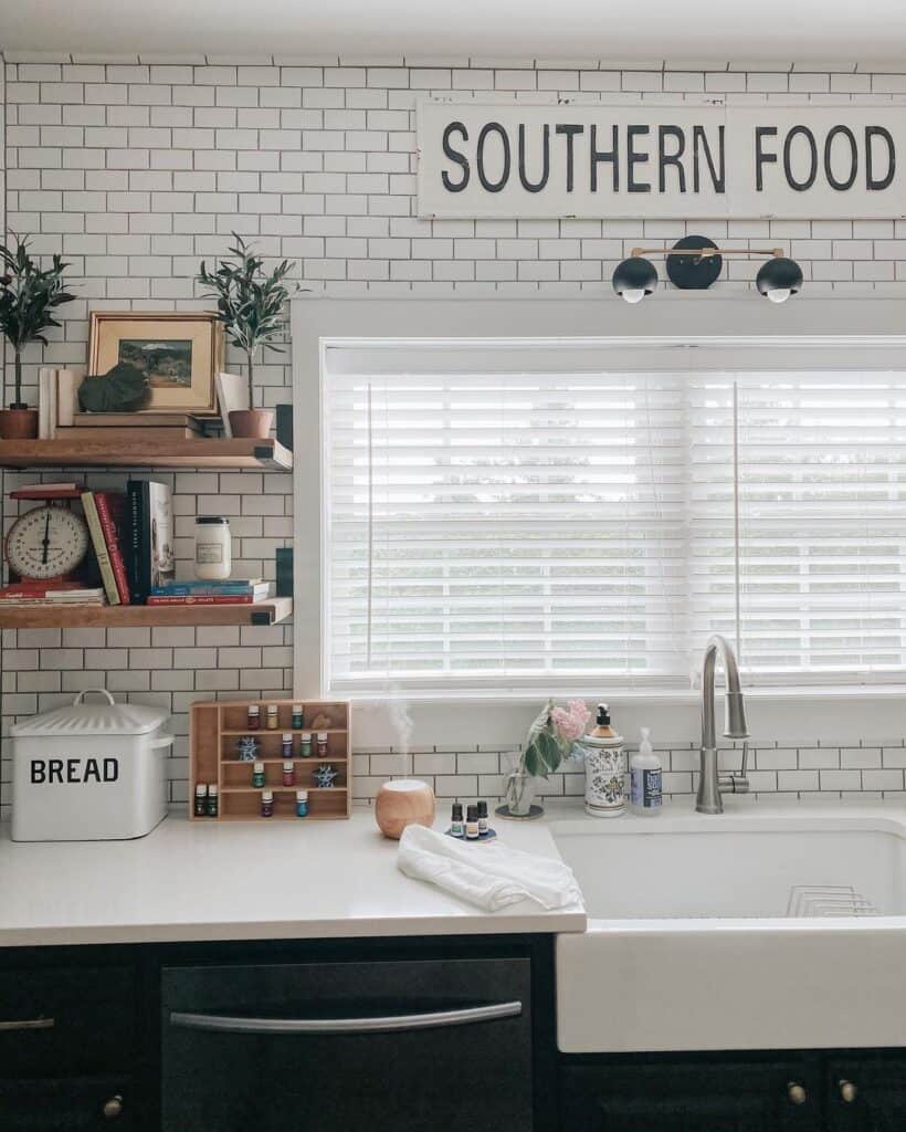 Tile Backsplash and Shelves Around Window