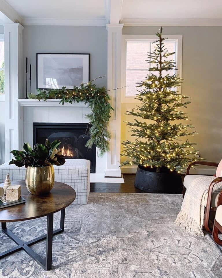 Twinkle Lights in Christmas Living Room