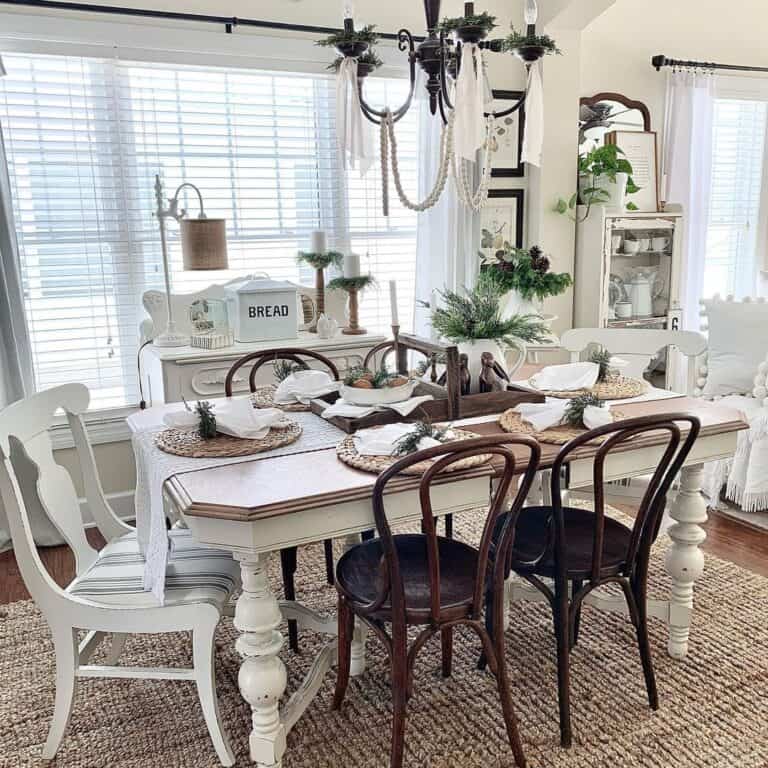 Two-toned Dining Table with Bentwood Chairs