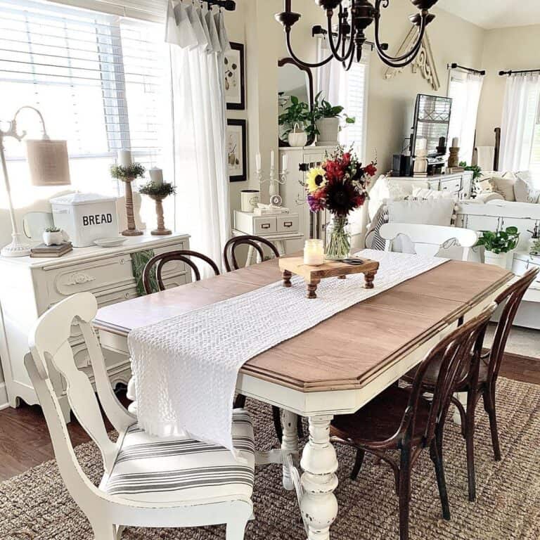 Two-toned Wood and White Dining Table