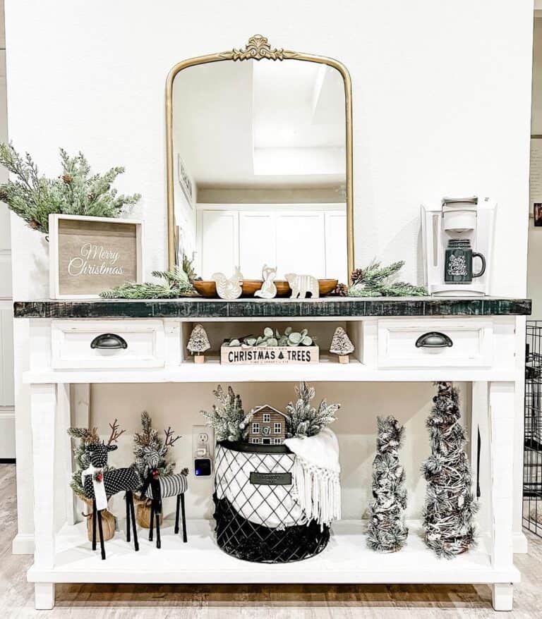 White Console with Black and White Ornaments