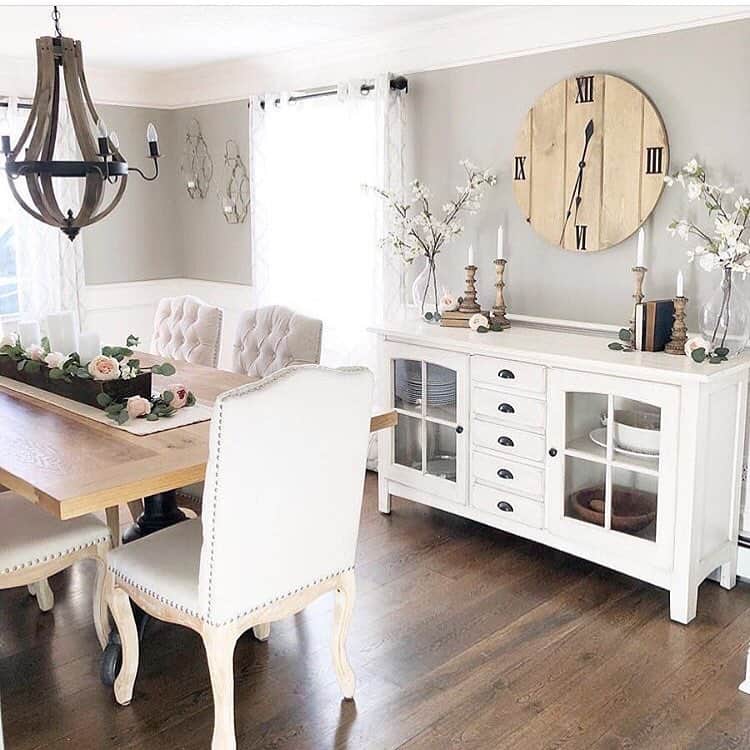 White Dining Room Buffet Table with Glass