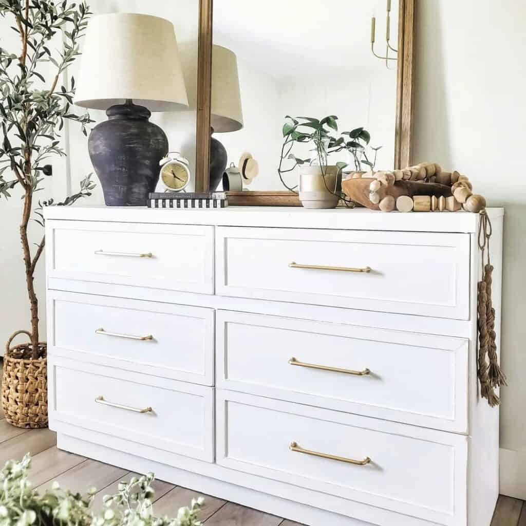 White Dresser With Long Gold Handles