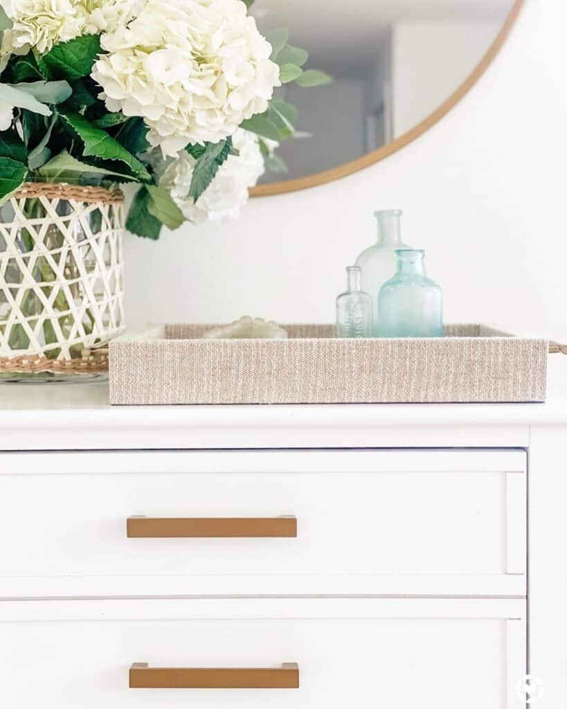 White Dresser with Large Gold Handles