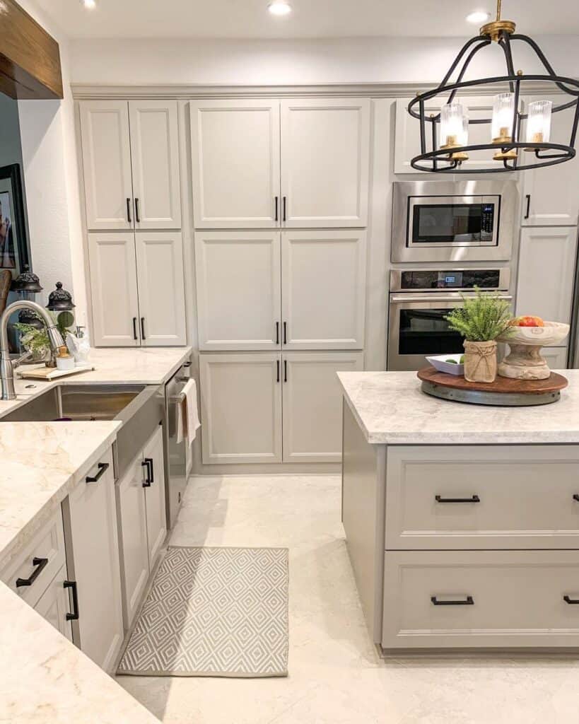 White Floor to Ceiling Cabinets Kitchen