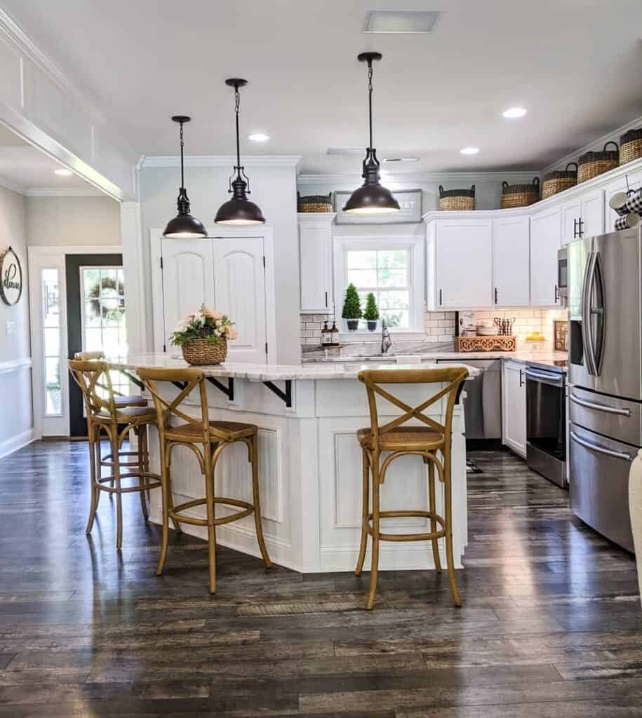 White Kitchen Island With Cross Back Chairs
