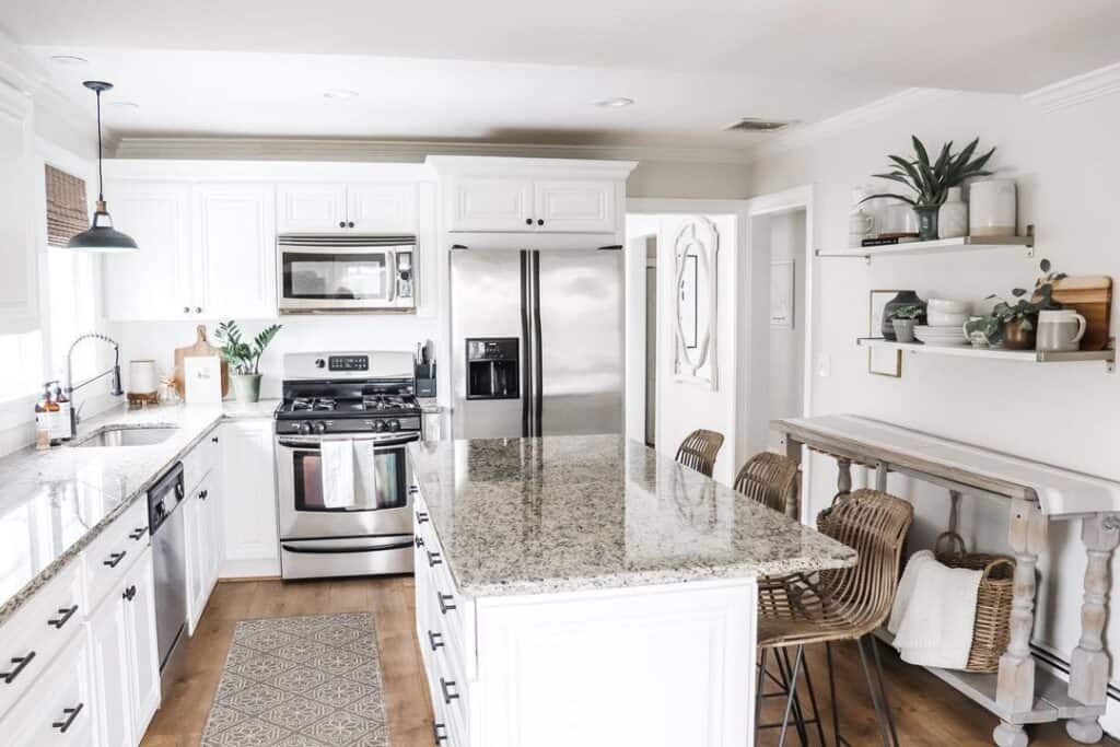White Kitchen With Brown Countertop