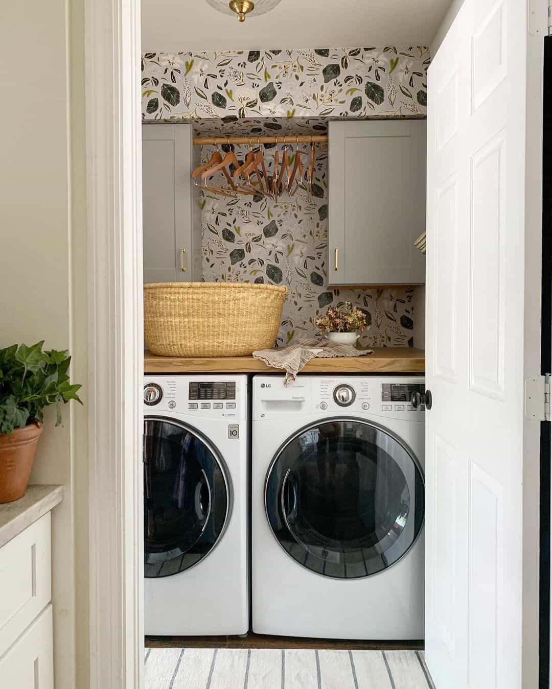 White Laundry Room Door with Black Knob Soul & Lane