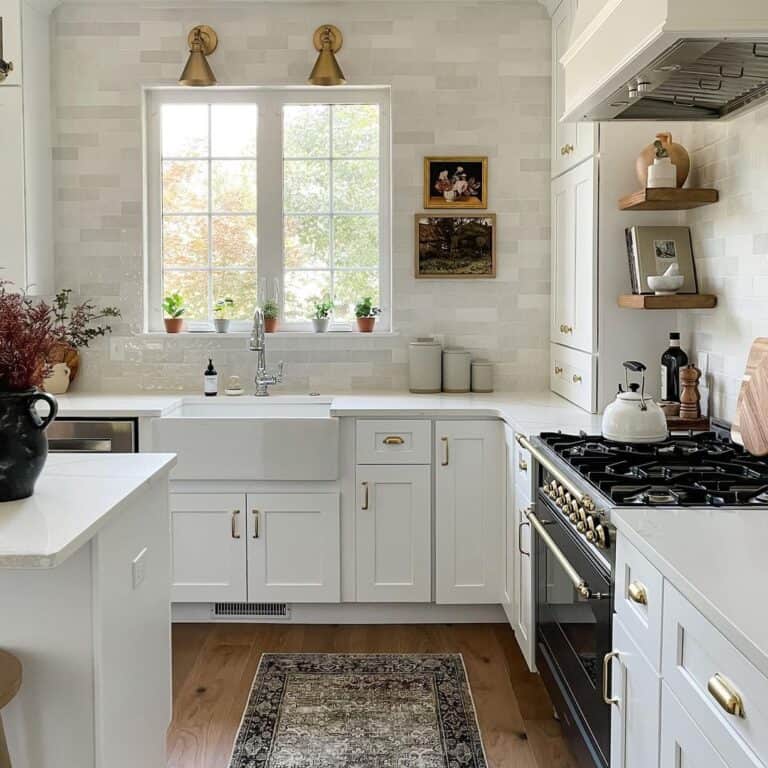White Shaker Cabinets with Gold Hardware