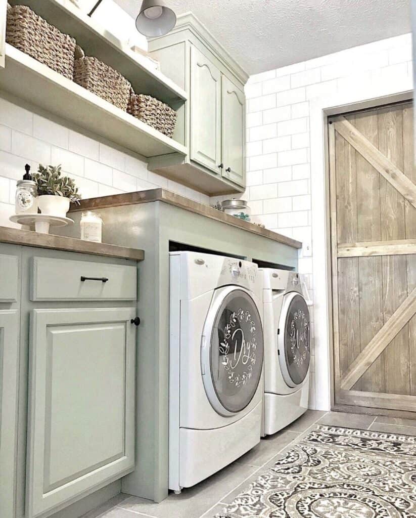 White Subway Tile Laundry Room