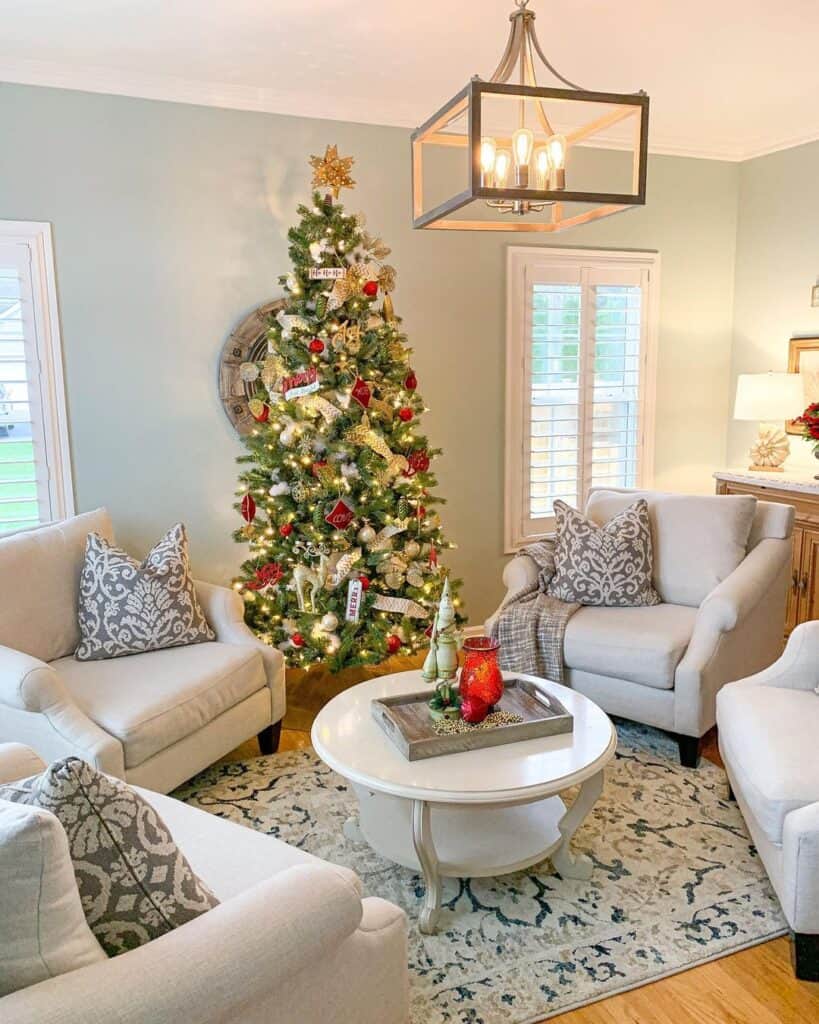 White Table with Wooden Tray Christmas Centerpiece Soul & Lane