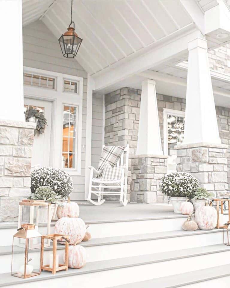 White Tapered Farmhouse Front Porch Columns
