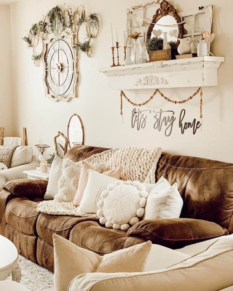 White Throw Pillows for Brown Couch